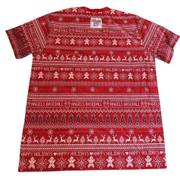 Red & white Angels baseball Christmas tee #baseball #Christmas #MLB #Angels - Picture 2 of 6